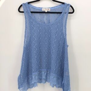 Simply Noelle Pale Blue Open Knit Tank L/XL